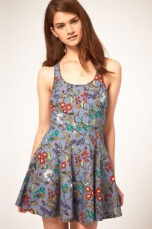 ASOS Collection Asos Floral Print Denim Dress - Lyst
