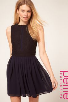 ASOS Collection Asos Petite Exclusive Dress with Chiffon Mini Skirt and Zip Back - Lyst