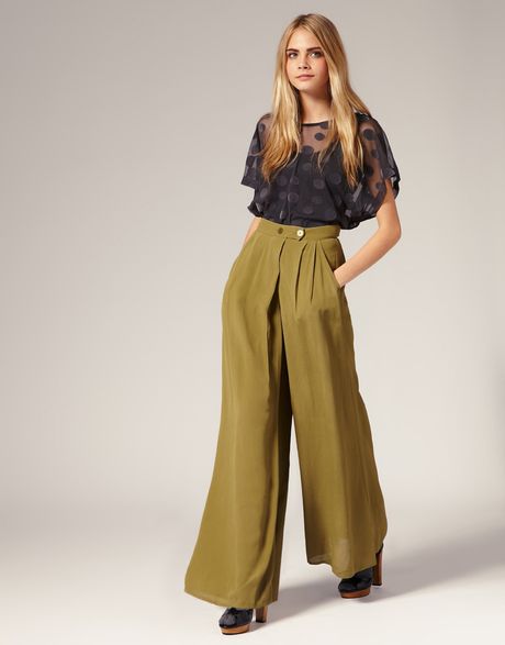 olive green palazzo pants