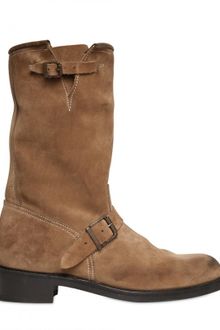 Balmain Double Belted Suede Boots - Lyst