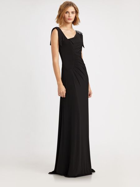 David Meister Matte Jersey Gown in Black - Lyst