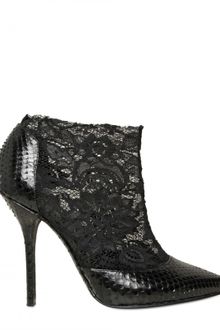 Dolce & Gabbana 110mm Python & Lace Pointy Low Boots - Lyst