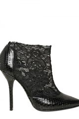 Dolce & Gabbana 110mm Python & Lace Pointy Low Boots