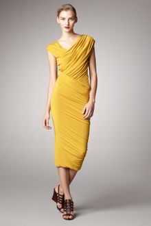 Donna Karan New York Ruched Jersey Capsleeve Dress - Lyst