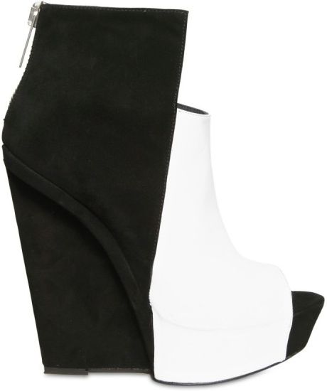 Gareth Pugh 120mm Suede and Leather Wedges in Black - Lyst