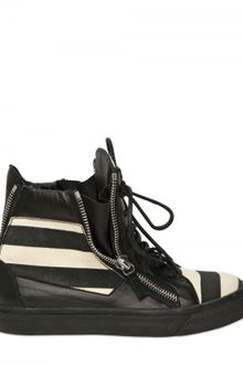Giuseppe Zanotti Leather & Canvas High Top Sneakers - Lyst