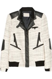 Jason Wu Leather-trimmed Tweed Bomber Jacket - Lyst