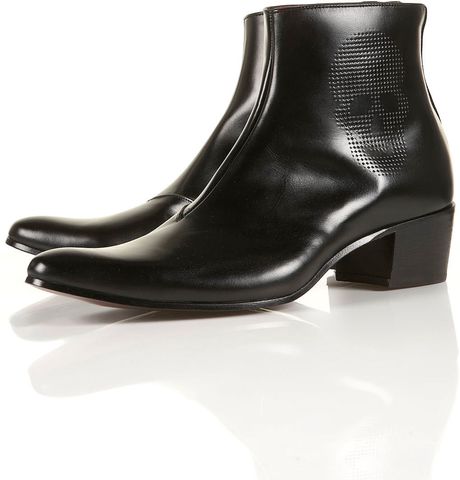 Topman Skull Back Zip Boot in Black for Men - Lyst