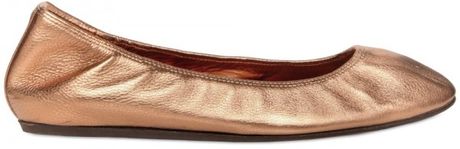 Lanvin Metallic Leather Ballerina Flats in Gold (bronze) - Lyst