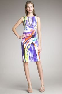 Lela Rose Printed Cotton Dress - Lyst