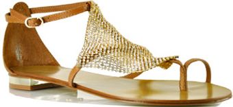Lola Cruz 135z10bk - Gold Metallic Mesh Toe Ring Sandal - Lyst