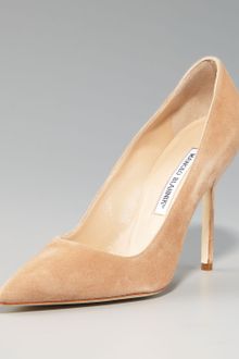 Manolo Blahnik Suede High-heel Pump, Taupe - Lyst