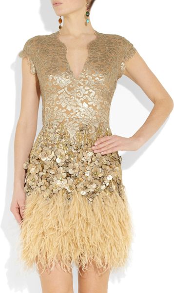 gold feather gown