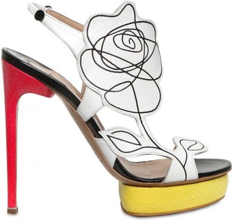 Nicholas Kirkwood 130mm Leather Flower & Elaphe Sandals in Multicolor (multi) - Lyst