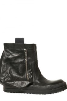 Rick Owens Double Leather Zipped Pocket Low Boots - Lyst