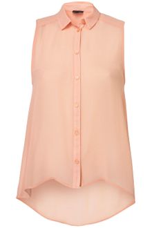 Topshop Dropped Back Sleeveless Shirt - Lyst