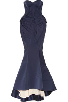 Zac Posen Cotton-blend Twill Fishtail Gown - Lyst