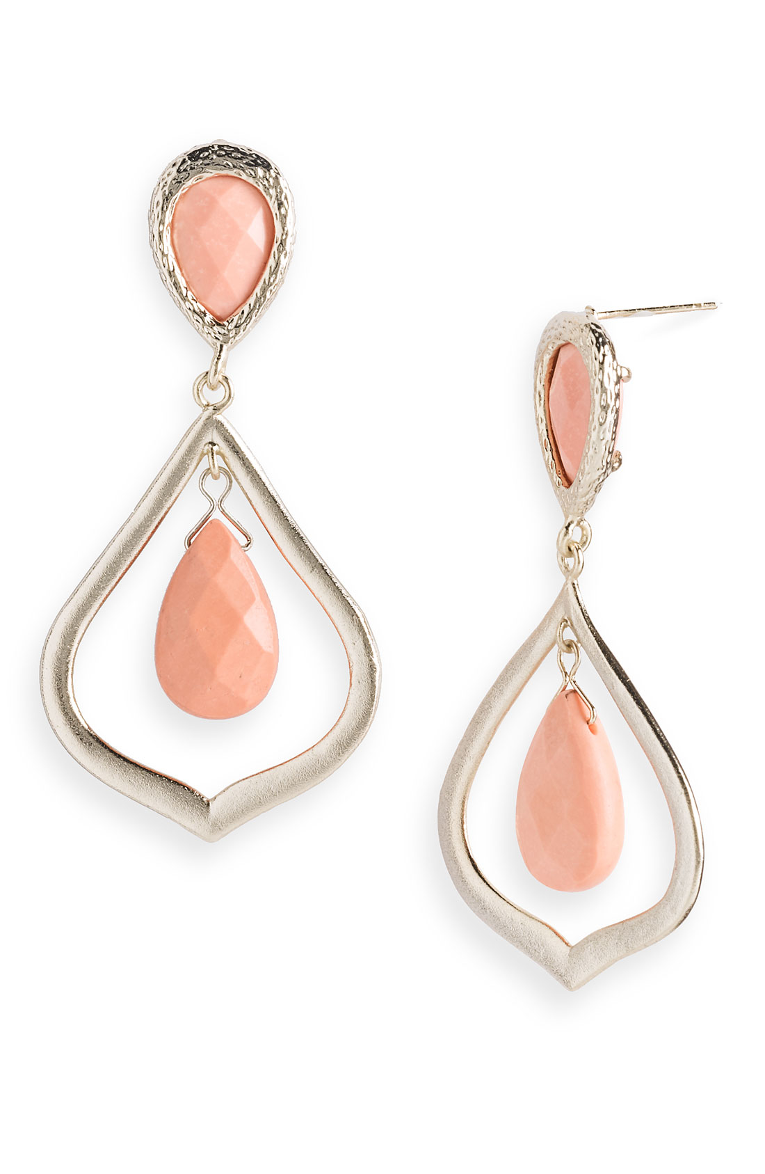 Kendra Scott Ryanne Open Teardrop Statement Earrings in Pink (salmon