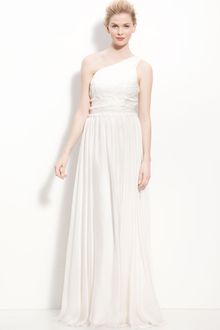 Ml Monique Lhuillier Bridesmaids Chiffon One Shoulder Gown - Lyst