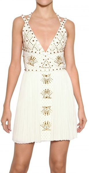 Versace Studded 3d Jersey Dress - Lyst
