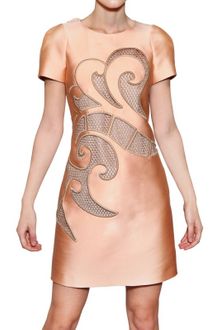 Viktor & Rolf Mesh Insert On Techno Silk Duchess Dres - Lyst
