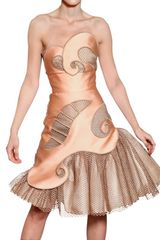 Viktor & Rolf Mesh Inserts On Techno Silk Duchess Dres