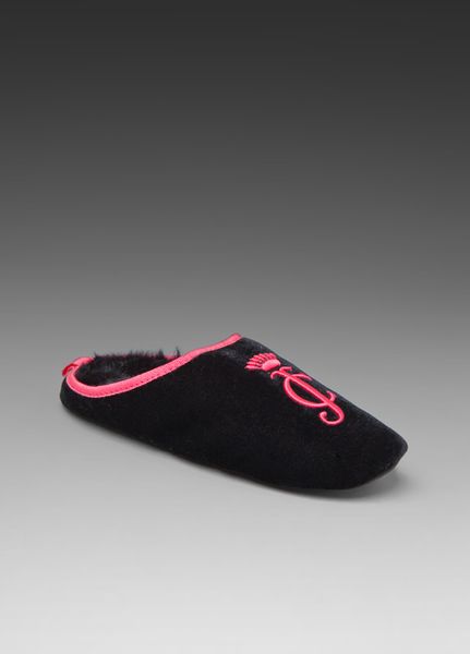 Juicy Couture Cuddly Slippers in Black Velvet/pop Pink in Pink (black & pop pink) - Lyst