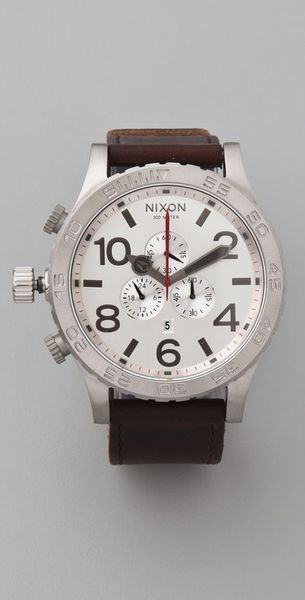 Nixon The 5130 Chrono Leather Watch in Black (silver) - Lyst