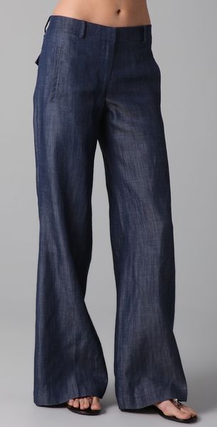  Low-rise Chambray Wide-leg Jeans 