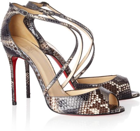 Christian Louboutin So F... 100 Python Sandals in Animal (brown) - Lyst