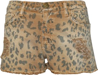 Current/Elliott Boyfriend Leopard Print Shorts - Lyst