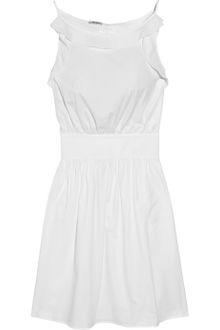 Miu Miu Ruffle-Trimmed Cotton-Poplin Dress - Lyst