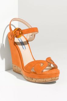 Prada Baroque Wedge Sandal - Lyst