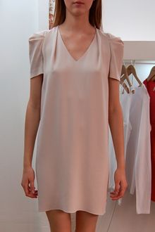 Vanessa Bruno Crepe Envers Satin Pleast Shoulder V-neck Dress - Lyst
