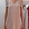 Vanessa Bruno Crepe Envers Satin Pleast Shoulder Vneck Dress in Beige - Lyst