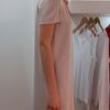 Vanessa Bruno Crepe Envers Satin Pleast Shoulder Vneck Dress in Beige - Lyst
