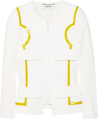 Versace Patent-Trimmed Cotton-Piqué Jacket - Lyst