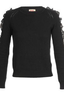 Chloë Sevigny For Opening Ceremony Leather Trimmed Wool-blend Knit Sweater - Lyst