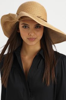 Eugenia Kim Catherine Ruched Pheasant Feather Straw Sunhat
