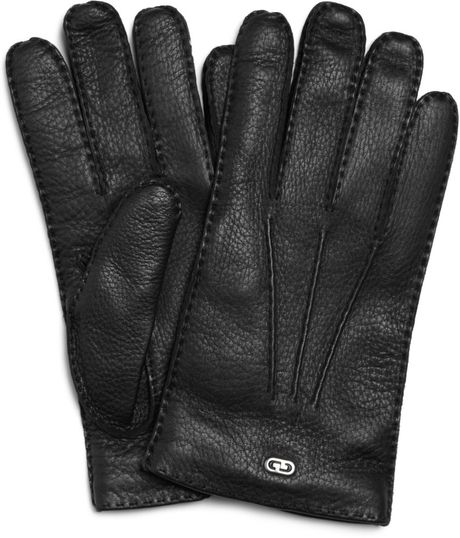 Gucci Classic Cashmerelined Leather Gloves in Black for Men - Lyst