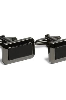 Lanvin Gunmetal and Onyx Cufflinks - Lyst