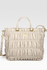 Prada Ruched Nappa Leather Tote Bag