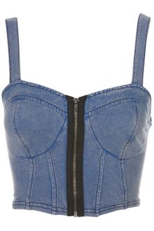 Topshop Denim Zip Bralet - Lyst