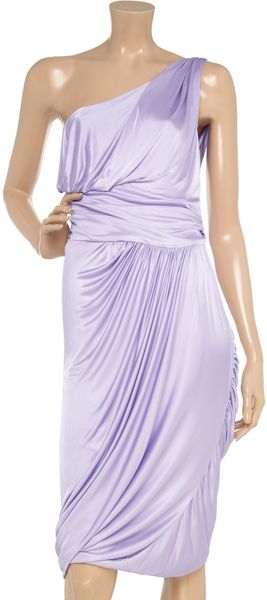 Zac Posen One-shoulder Satin-jersey Dress - Lyst
