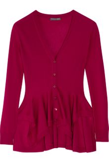 Alexander McQueen Ruffled Fine-Knit Wool Cardigan - Lyst