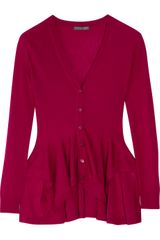 Alexander McQueen Ruffled Fine-Knit Wool Cardigan