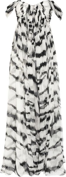 Alexander McQueen White Tiger Printed Silk-chiffon Gown - Lyst