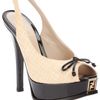 Fendi PeepToe Pumps in Black (beige) - Lyst