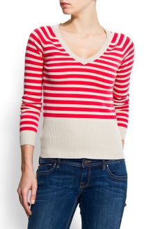 Mango Knit Striped Jumper - Lyst