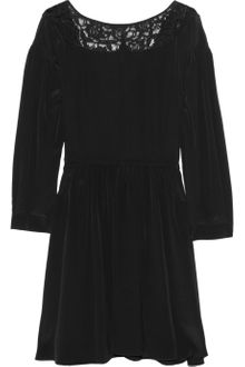 Miu Miu Lace-trimmed Silk Crepe De Chine Wrap Dress - Lyst